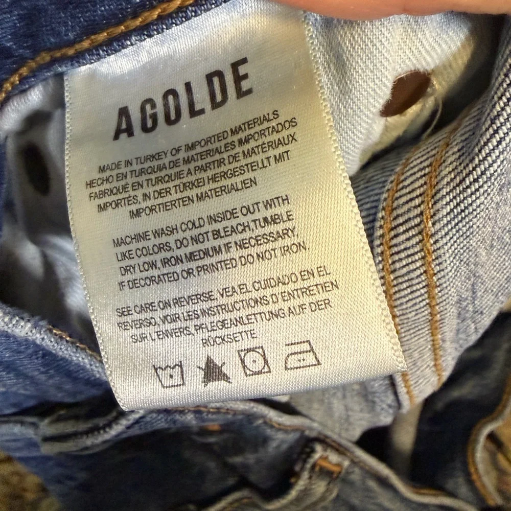 AGOLDE KYE Medium Wash Raw Hem Straight Leg Jean. Size 26. Retail $230 - Picture 6 of 6